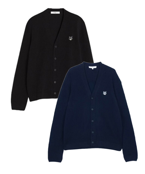 [병행수입][메종키츠네] 그레이폭스 헤드 패치 컴포트 가디건_블랙M